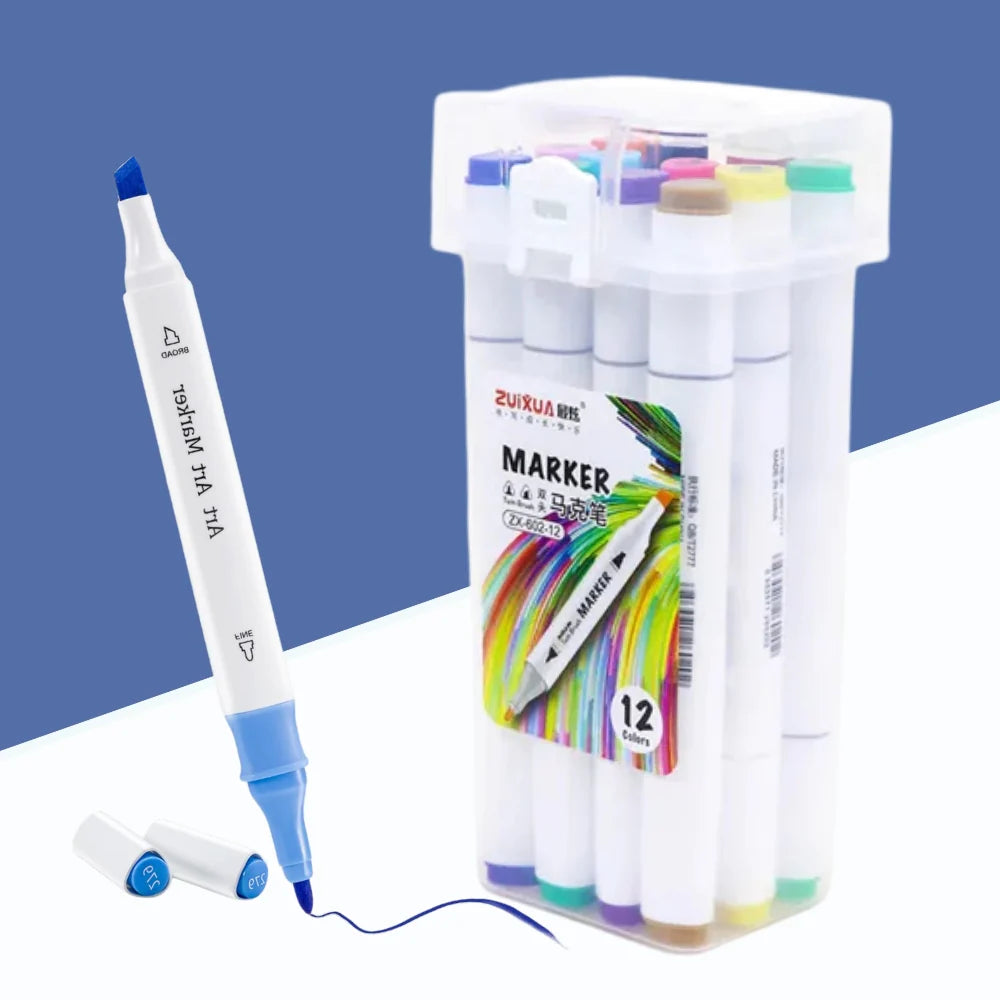 Artist's Markers - Double Headed Marker Set (12 Colors)