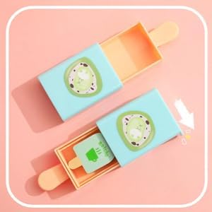 Cute Popsicle Shaped Erasers - Kawaii Ice Cream Drawer Box Set