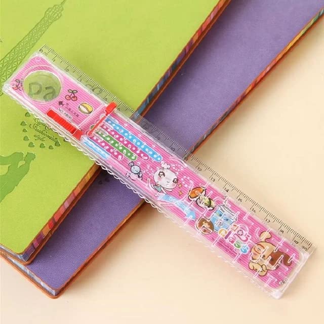 Cute Cartoon Ruler with Stickers Set - 20cm Stationery Pack