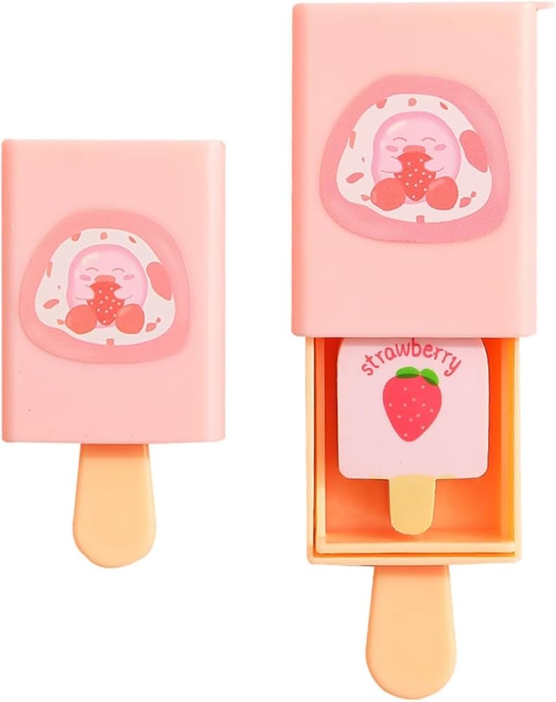 Cute Popsicle Shaped Erasers - Kawaii Ice Cream Drawer Box Set