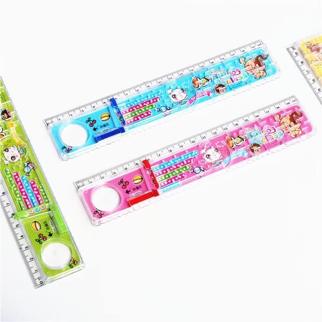 Cute Cartoon Ruler with Stickers Set - 20cm Stationery Pack
