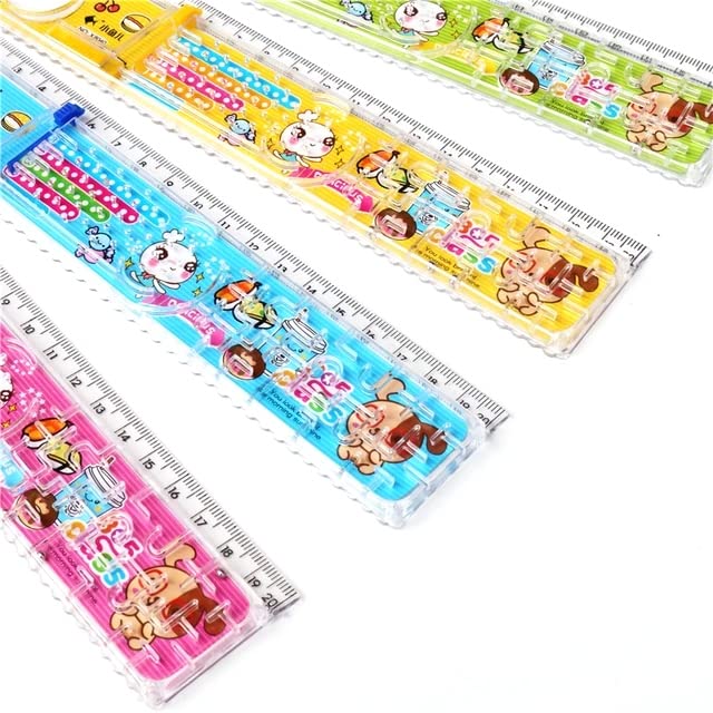 Cute Cartoon Ruler with Stickers Set - 20cm Stationery Pack
