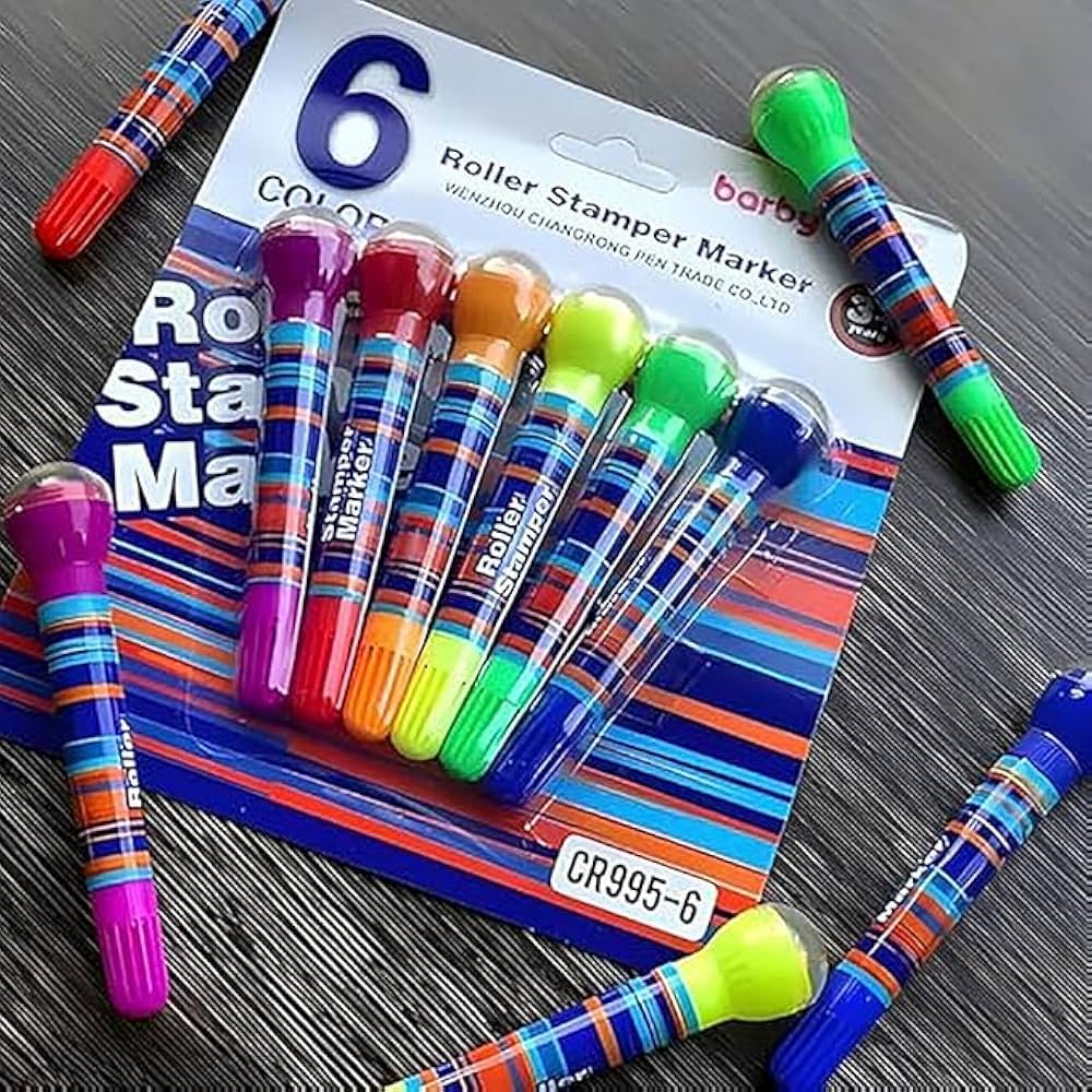 Barby Dog 6 Color Roller Stamper Markers Set