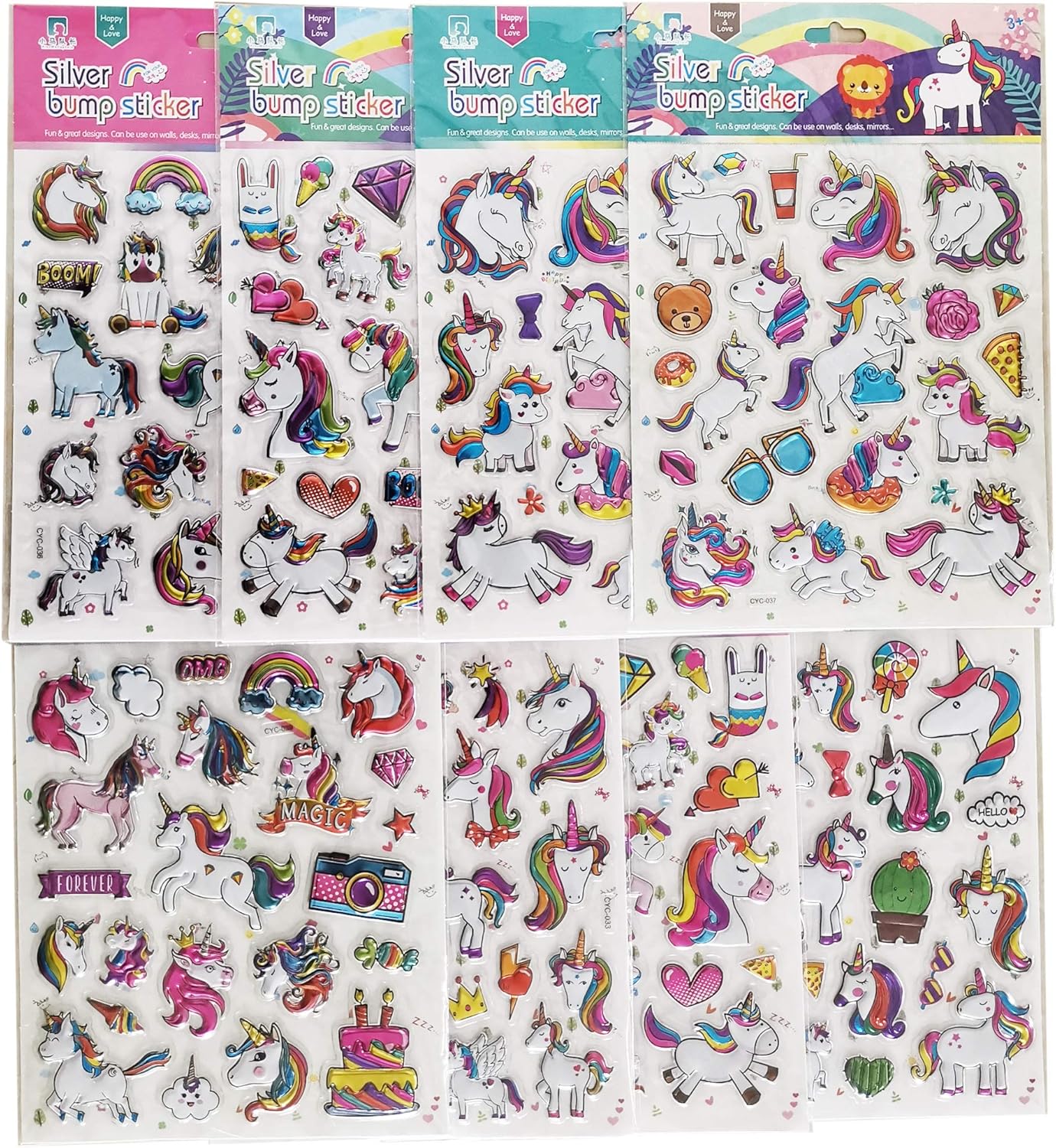 Unicorn Sticker Sheets - Colorful Rainbow Stickers for Kids Set Of 5