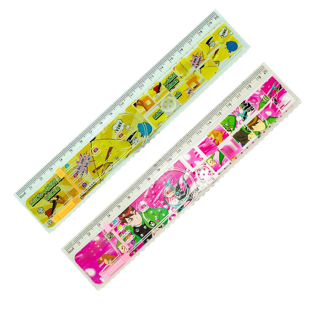 Cute Cartoon Ruler with Stickers Set - 20cm Stationery Pack