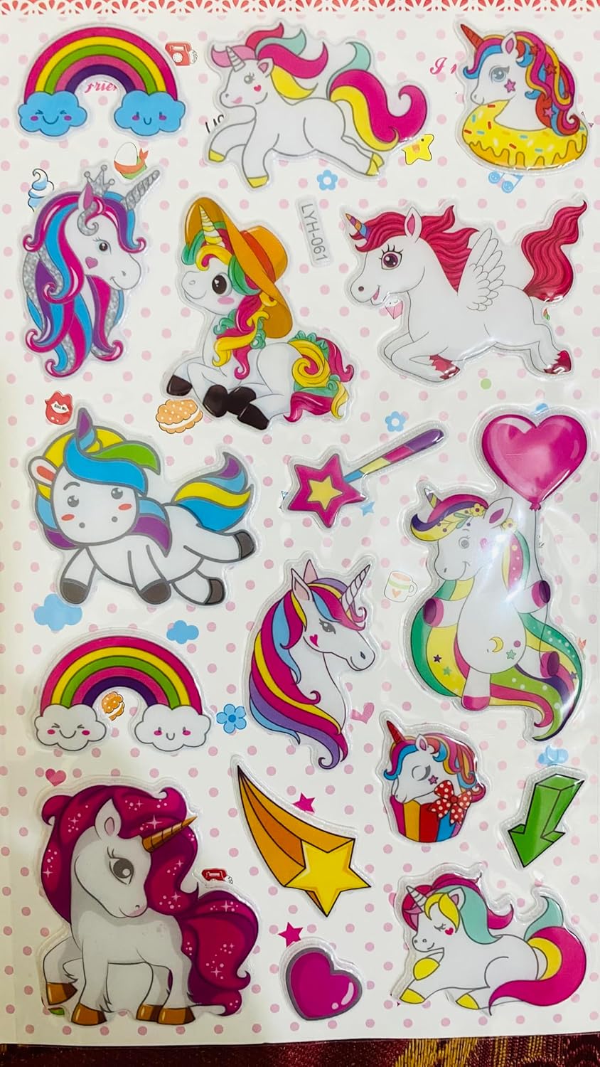 Unicorn Sticker Sheets - Colorful Rainbow Stickers for Kids Set Of 5