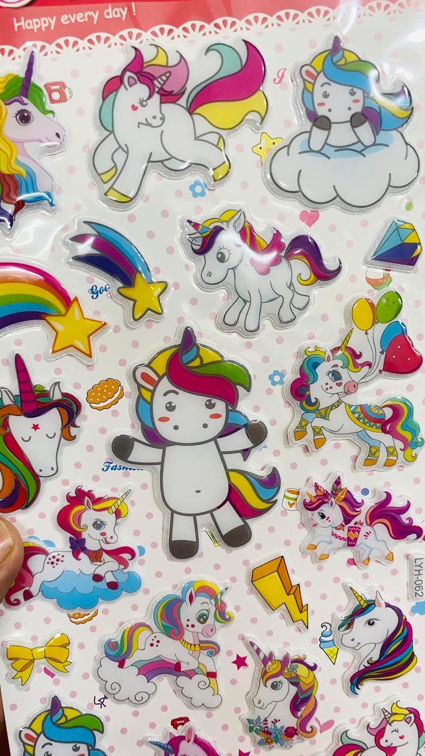 Unicorn Sticker Sheets - Colorful Rainbow Stickers for Kids Set Of 5