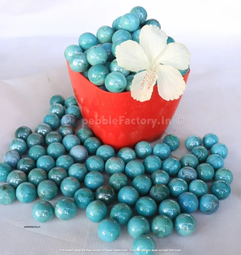 Turquoise Glass Pebbles - Decorative Marbles for Vases, Crafts & Home Decor